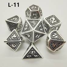 Juego de dados de Metal, 7 unids/set, dados de metal dnd, rpg, dobbelstenen, dados poliédricos, d4, d6, d8, d10, d12, d20 2024 - compra barato