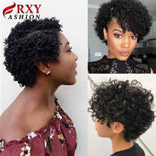 RXY  Fashion Pixie Curly Wig Short Curly Lace Frontal Wig Human Hair Wigs 4x4 Lace Closure For Black Women 2024 - buy cheap