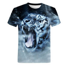 Мужские футболки с 3D принтом животных Тигр футболка с коротким рукавом Забавный дизайн повседневные футболки мужские футболки на Хэллоуин Азиатский Размер 6XL 2024 - купить недорого