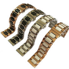 Relógios de luxo de aço inoxidável, cerâmica, ouro rosê, pulseira de relógio, 14mm, 16mm, 18mm, 20mm, 22mm, acessórios para homens e mulheres 2024 - compre barato