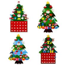 Calendario de Adviento de Navidad para niños, calendario con forma de árbol de Navidad de fieltro artesanal con bolsillos para colgar en la pared, regalo para decoración del hogar y Navidad 2024 - compra barato