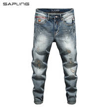 Calça jeans masculina, jeans rasgado de alta qualidade, roupa de homens da moda, estilo harajuku, dropshipping 2024 - compre barato