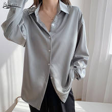 2021 Spring Autumn Satin Silk Blouse Women Plus Size Casual Solid Long Sleeve Women Shirts White Cardigan Ladies Tops Chic 12573 2024 - buy cheap
