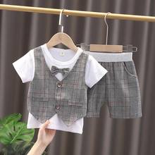 Children Clothing For Newborns Striped Baby Boy's Clothes Cotton Summer Bow Tie Short Sleeve T-Shirt+Pants Baby Boy 2pcs Sets 2024 - buy cheap