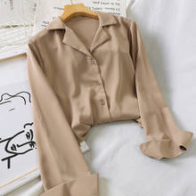 Blusa informal de Chifón con manga larga para primavera y otoño, camisa blanca para mujer, color liso, para oficina, AB1733 2024 - compra barato