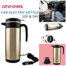 12/24V Car Kettle Car Heating Water Bottle Stainless Steel Electric Kettle Bottle Travel Thermoses Auto Heating Cup 1200ml 2024 - buy cheap