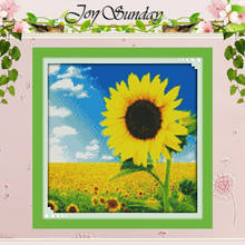 Conjunto de sunflower para ponto cruz de girassol (5), conjunto de pontos cruzados de flor 11ct 14ct 2024 - compre barato