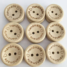 100PCS/lot Natural Color Wooden Buttons 2 Holes Round Sewing handmade love Letter wood button craft DIY baby apparel accessories 2024 - buy cheap