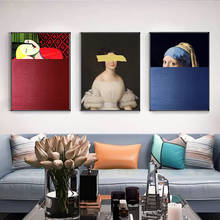 Clássico europeu mulher diversão arte da lona quadros e posters parede abstrata fotos para sala de estar decoração casa 2024 - compre barato