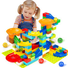 Bloco de construção de tamanho grande, blocos de corrida de mármore, compatível com duploed, faça você mesmo, funil, montagem, tijolos de brinquedo para crianças 2024 - compre barato