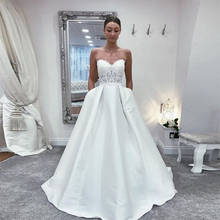 Gorgeous Princess A-line Wedding Dress Sweetheart Neckline Appliques Bridal Dress With Pockets 2020 New Elegant Vestido De Noiva 2024 - buy cheap