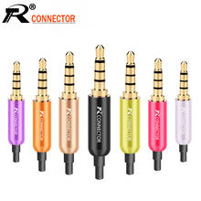 100 Tubo de Alumínio 3.5 milímetros 4 pçs/lote Pólos Conector com Caudas Banhado A Ouro Plugue Macho Jack De Áudio Estéreo de 3.5mm R Conector Atacado