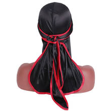 Men Durag Satin Silky Doo Rag Long tail Turban Hat Fashion Headwear 2024 - buy cheap