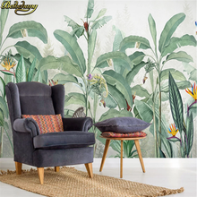 beibehang Custom 3d wallpaper mural hand drawn vintage tropical rain forest plant animal Southeast Asia background wall 2024 - buy cheap