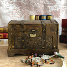 Retro Wooden Pirate Treasure Chest Gem Jewelry Storage Box Trinket Keepsake Treasure Room Decorations Home Organizer 2024 - buy cheap