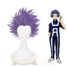 HAIRJOY-Peluca de Cosplay de My Hero Academia para hombre, pelo sintético rizado en capas, fibra resistente al calor, color morado, Boko No Hero Shinso Hitoshi 2024 - compra barato