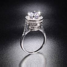 Promoção!! Sólido 100% 925 prata esterlina anéis de casamento jóias para as mulheres grande redondo 3ct simulado diamante torre anel de noivado 2024 - compre barato