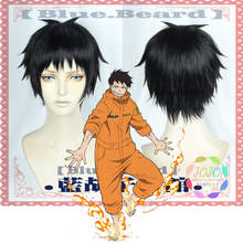 Fire Force Shinra Kusakabe Black Short Cosplay Heat Resistant Synthetic Hair Halloween Party Carnival + Free Wig Cap 2024 - buy cheap