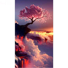 5D square round DIY Diamond Painting Sunset tree Embroidery Cross Stitch Rhinestone Mosaic Japanese cherry blossom view Decor 2024 - buy cheap