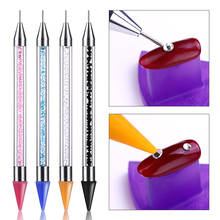 Двойная Концевая ручка для ногтей Хрустальная ручка для бисера гвоздики со стразами вощеный карандаш для маникюра акриловая ручка инструменты для дизайна ногтей D30 2024 - купить недорого