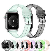 Силиконовый ремешок для Apple watch band 44 мм 40 мм 45 мм 41 мм 38 мм 42 мм, Тонкий блестящий женский браслет для iwatch series 3 4 5 6 SE 7 2024 - купить недорого