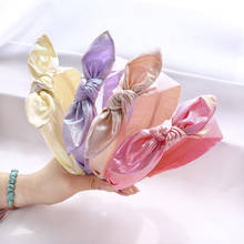 Diadema anudada de piel sintética para niña y mujer, bandanas con orejas de conejo, accesorios para el cabello, tocado de moda coreana, 2020 2024 - compra barato