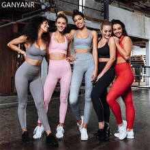 Женский спортивный костюм GANYANR, бесшовный спортивный костюм для йоги, фитнеса, бега 2024 - купить недорого