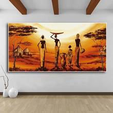 Abstract African Woman Large Size Oil Painting on Canvas Wall Art Posters Prints Wall Picture for Living Room Home Cuadros Decor 2024 - buy cheap
