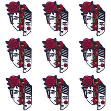10Pcs/Set Red Rose Embroidered Patches For Clothing Iron On Punk Skull DIY Embroidery Patch For Clothes Appliques For T-shirt 2024 - buy cheap