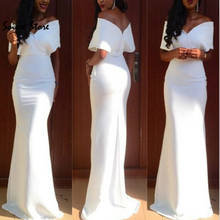 Simple African White Prom Dresses Plus Size Off Shoulder Mermaid Evening Dress Floor Length Satin Formal Graduation Dress 2020 2024 - buy cheap