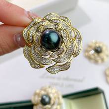 XX110 Nature Fresh Water Black Pearl Brooch for Women Fine Presents Round Pearls 10-11mm Fine Jewelry 2024 - buy cheap