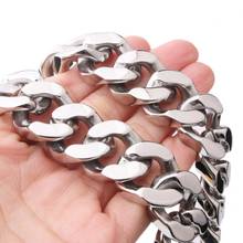 20MM Strong Heavy Silver Color Cuban Curb Chain Stainless Steel Men's Jewelry Necklace Or Bracelet 7-36inch Cool Jewelry 2024 - buy cheap