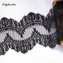 3Meters 16cm Wide  Scalloped Eyelash Lace Trim Black White Underwear Bra Decor Craft Sewing Lace Fabric Wedding Dress Making DIY 2024 - buy cheap