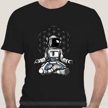 Camiseta de algodão vintage para homens, camiseta de astronauta para meditar, yoga, budismo espiral, manga curta 2024 - compre barato