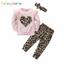 3Piece/1-5Years/Spring Fall Baby Girls Clothes Cute Leopard Print Long Sleeve Kids T-shirt+Pants+Headband Toddler Outfits BC1605 2024 - buy cheap