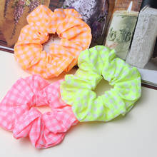 100% Cotton check Hair Scrunchie Hair Ring Ties For Girls Ponytail Holders Hair Bands Elastic Hairband Hair Accessories Headwear 2024 - buy cheap