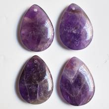 Wholesale 4pcs/lot 2021 New Fashion good quality natural stone amethysts water drop charms pendants for jewelry making free 2024 - buy cheap