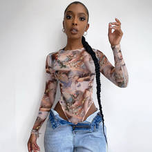 Women Long Sleeve Butter Fly Prinetd Bodysuit Sexy Plain Color Streetwear Jumpsuit Skinny Club Party Tops 2021 Fashion Rompers 2024 - buy cheap