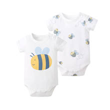 Pureborn 2-Pack Newborn Unisex Baby Bodysuit Cartoon Bees Short Sleeve Bodysuit Baby Boy Girl Clothes Onesies Summer Outfit 2024 - buy cheap