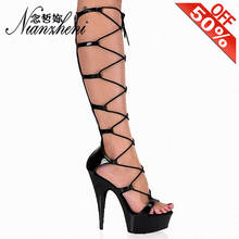 Hot Sale Roman Thigh High Stripper Heels Boots 15CM Open Toe T-Tied 6 Inch Gothic Punk Gladiator Stage Sexy Pole Dance Shoes 2024 - buy cheap