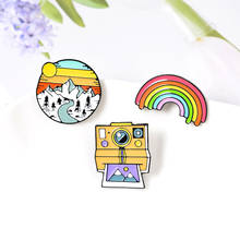 Broches de cámara Arco Iris paisaje Camper vida Camping viaje esmalte solapa Pins broche de dibujos animados insignias regalos para amigos Pins 2024 - compra barato