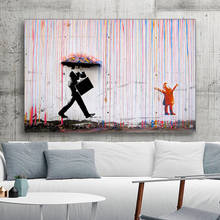 Póster de "It's Raining Banksy" en lienzo, pintura impresa, imagen de pared, arte abstracto, decoración moderna para sala de estar, dormitorio, sin marco 2024 - compra barato