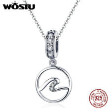 WOSTU Charms 925 Sterling Silver Waves with CZ Round Beads for Women Jewelry Making Fashion Accessories Bijoux Gifts BKC1031 2024 - buy cheap