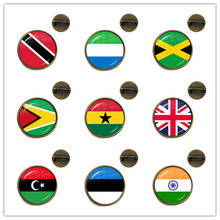National Flag Brooches Trinidad,Sierra leone,Jamaica,Guyana,Ghana,UK,Libya,Estonia,India Glass Cabochon Collar Pins For Women 2024 - buy cheap