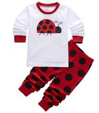 Pijama infantil de algodão com manga longa + calça, conjunto de roupa para meninos e meninas 2024 - compre barato