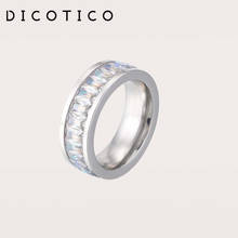 Dicotico cor simples liso quadrado de aço inoxidável zircão cúbico anéis para casamento feminino bandas anéis femme jóias 2024 - compre barato