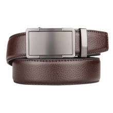 Brand Brown Leather Belt for Men Luxury Brand Fashion Automatic Buckle Ratchet Belts Comfort Click Leather Belt Male 3.5 cm 2024 - buy cheap