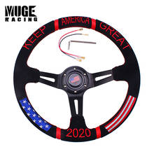 2020 US Flag Racing Drift Steering Wheel 345mm Aluminum PU Universal Racing Sport Steering Wheel Car Modified Accessories STW022 2024 - buy cheap