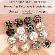 2Pairs 18mm Sewing-free Brooch Button Women Girls Coat Sweater T- shirt Dress Decoration Concealed Brooches Detachable Metal Pin 2024 - buy cheap