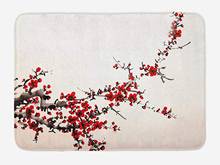 Arte capacho por flor de cerejeira sakura ramos de árvore tinta estilizado japonês padrão artístico decoração da casa tapetes tapete porta 2024 - compre barato